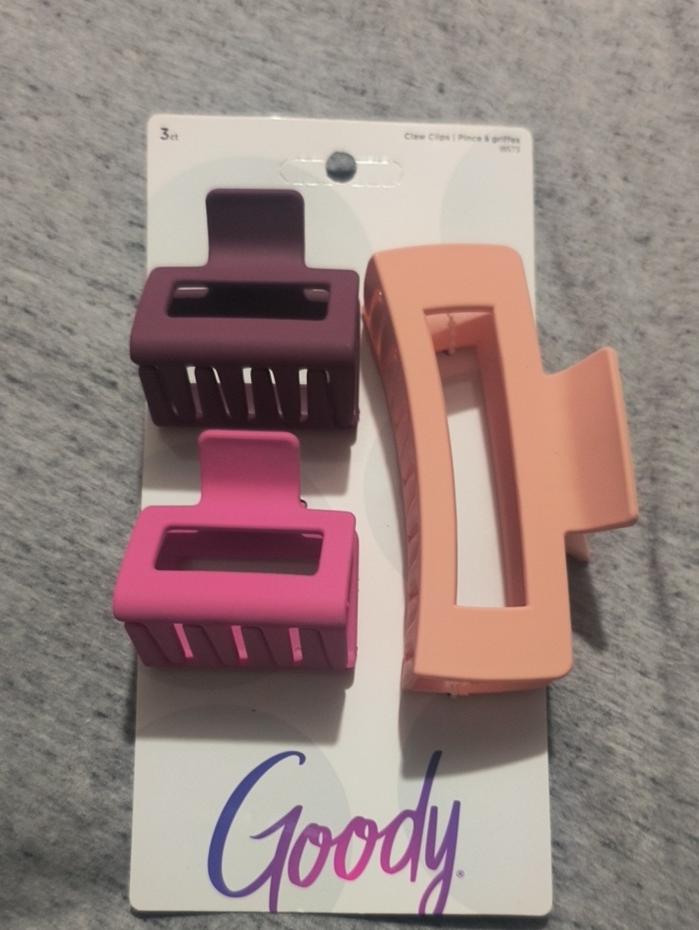 3-Pack Goody Hair Clips in Plum, Pink, and Peach